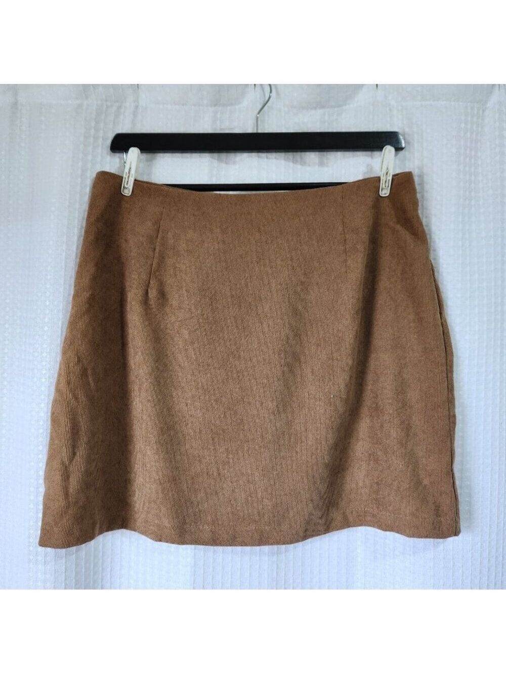 Mini Skirt Womens Size Large Brown Corduroy Full Zipper in Back Shein